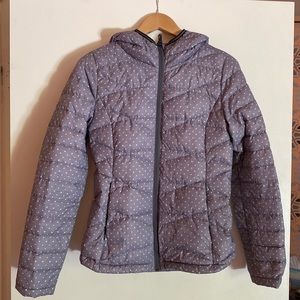 Lole Emeline Packable Down Jacket Size Small Grey Dots